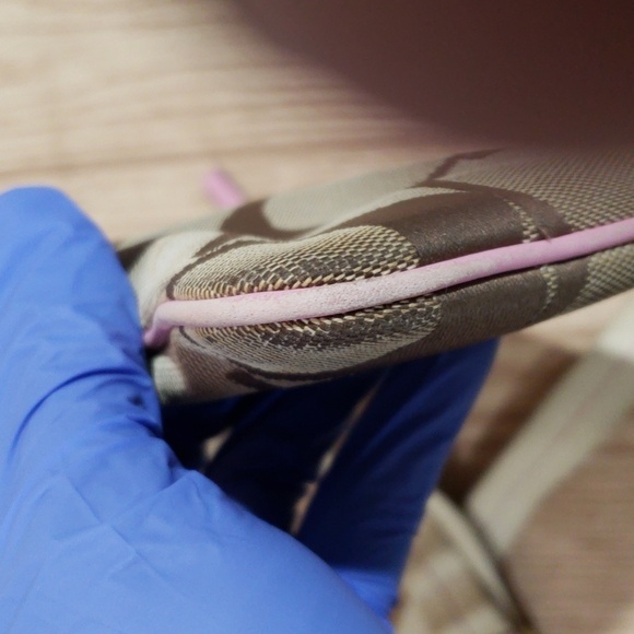 Coach Leather Bag - Crossbody - Brown, Tan Canvas & Pink  #A0867-41207 7.5"x8.5" - Picture 11 of 13